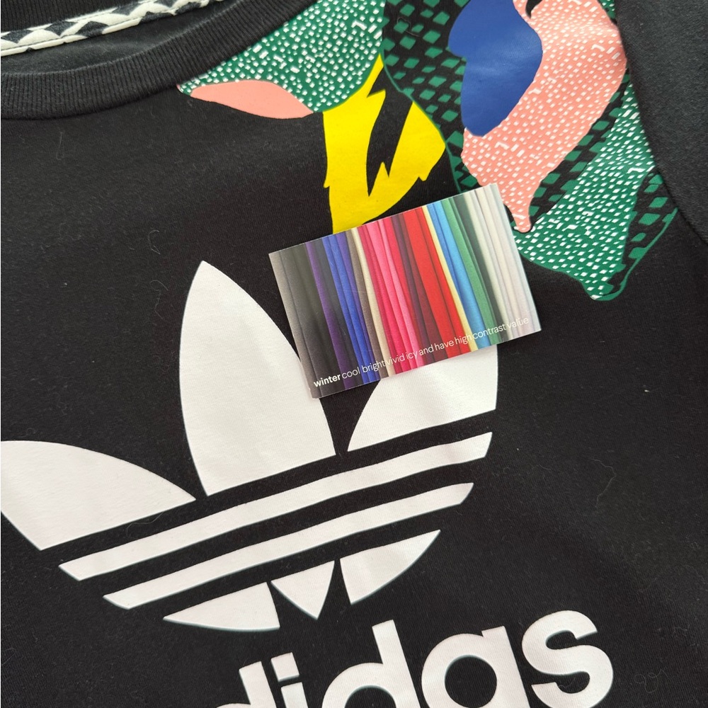 Adidas HER Studio London t-shirt Black Dress with Vibrant Floral Design - Picture 7 of 7